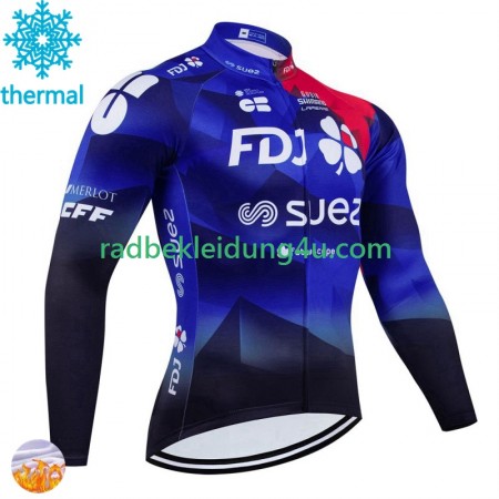 Radtrikot Winter Thermal Fleece Fdj Suez 2024